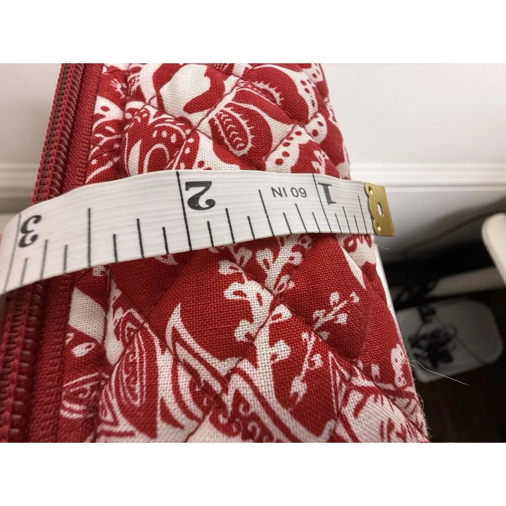 Vera Bradley Red White Quilted Travel Cosmetic Organizer Case Floral Bag